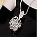 Z-Jeris Fashion Rhinestone Crystal Stuffing Hollow Flower Pendant Long Chain Necklace (Silver)