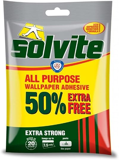 Solvite All Purpose Wallpaper Adhesive 5 Roll + 50% Extra Free Strong Easy Mix