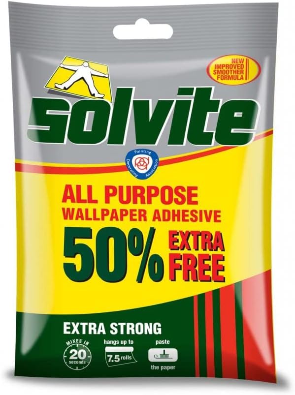 Solvite All Purpose Wallpaper Adhesive 5 Roll + 50% Extra Free Strong Easy Mix