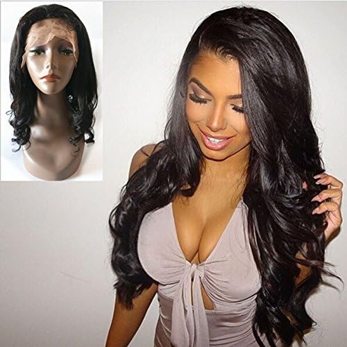 Brazilian Human Hair Wigs for Black Women-Glueless Lace Front Wigs with Baby Hair Brazilian Virgin Hair Loose Wave 130% Density Natural Color (20" Lace Front Wig)