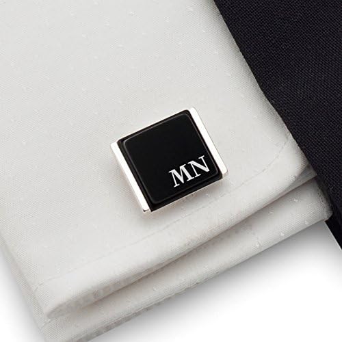 2nd Anniversary Gifts for Men Personalized cufflinks for men, Gift for him, Black Onyx stone 925 Silver, Gift Messaged, box, Handmade