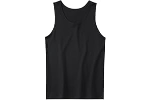 Tank Tops Men Solid Color Round Neck Comfy Cotton Shirt Sleeveless Flowy Hem Lightweight Loose Pullover Vest