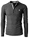 H2H Men's Henley Shirt Long Sleeve Cotton Lightweight T-Shirt Charcoal US M/Asia L (KMTTL062)