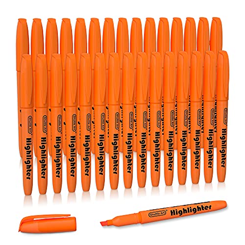 Shuttle Art Highlighters, 30 Pack Highlighters Bright Colors, Orange Colors Chisel Tip Dry-Quickly Non-Toxic Highlighter markers for Adults Kids Highlighting in the Home School Office