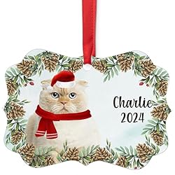 Cream Scottish Fold Cat Christmas Ornament 2024