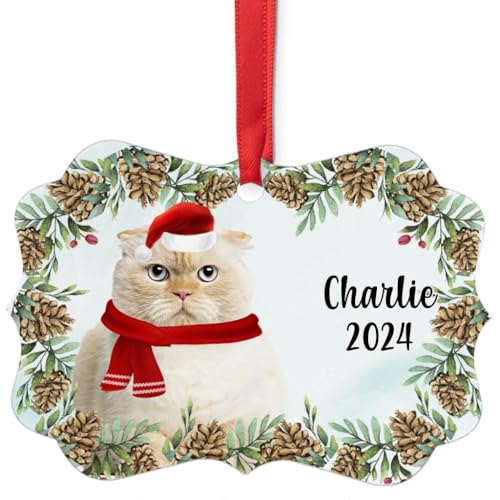 Cream Scottish Fold Cat Christmas Ornament 2024