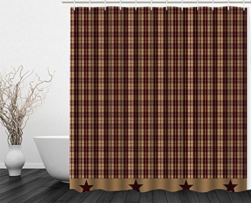 Garteen Burgundy Farmhouse Star Shower Curtain (180X180)CM