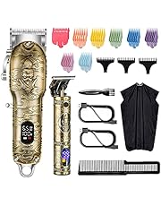 Roziapro Hair Clippers for Men T-Blade Trimmer Professional Barber Clippers - Cordless Hair Cutting Beard Trimmer Mens Electric Hair Trimmer Rechargeable Gold Knight Grooming Kit