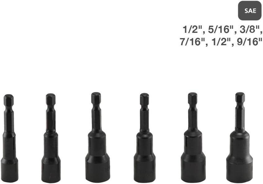 Neiko 10250A Magnetic Hex Nut Driver Master Kit, Cr-V Steel | 1/4" Quick-Change Hex Shank | SAE & Metric | 12-Piece Set: Home Improvement