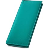 Turquoise Basic Genuine Leather Checkbook Cover For Men &amp; Women