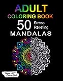 Adult Coloring Book: 50 Stress Reliefing Mandalas on Black Background for Anxiety Relief, Relaxation and Stress Reduction - For Men and Women by Unique Art Coloring Books