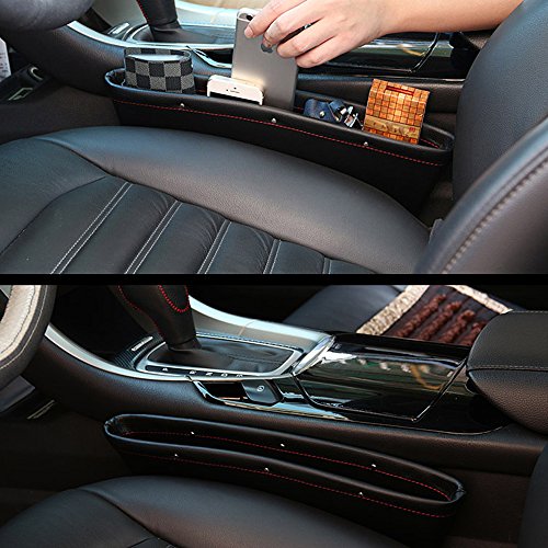 image for Moon River 2 PCS Premium PU Leather Car Pocket Organizer Seat Console 