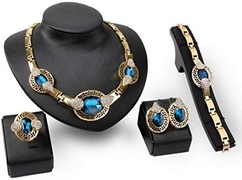 LACIRA Aquamarine Design Set | Jewellery of Necklace Set with Earrings, Bracelet & Ring for Girls and Women