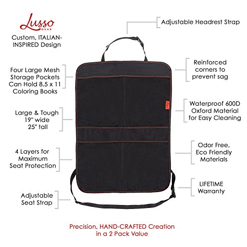 image for Lusso Gear Kick Mat Car Seat Back Protectors with Odor Free, Premium W