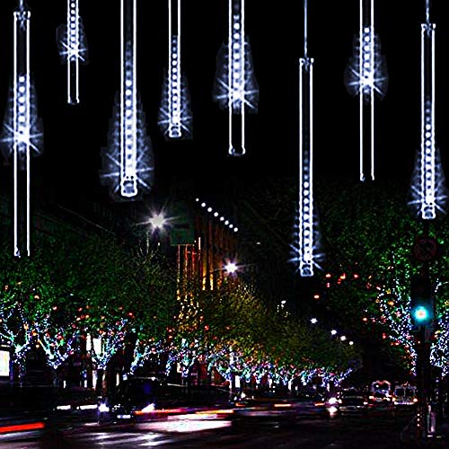 YSIM Meteor Shower Rain Lights,Twinkling Romantic Lights for Party, Wedding, Christmas, etc.11.8inch 8 Tubes(White)