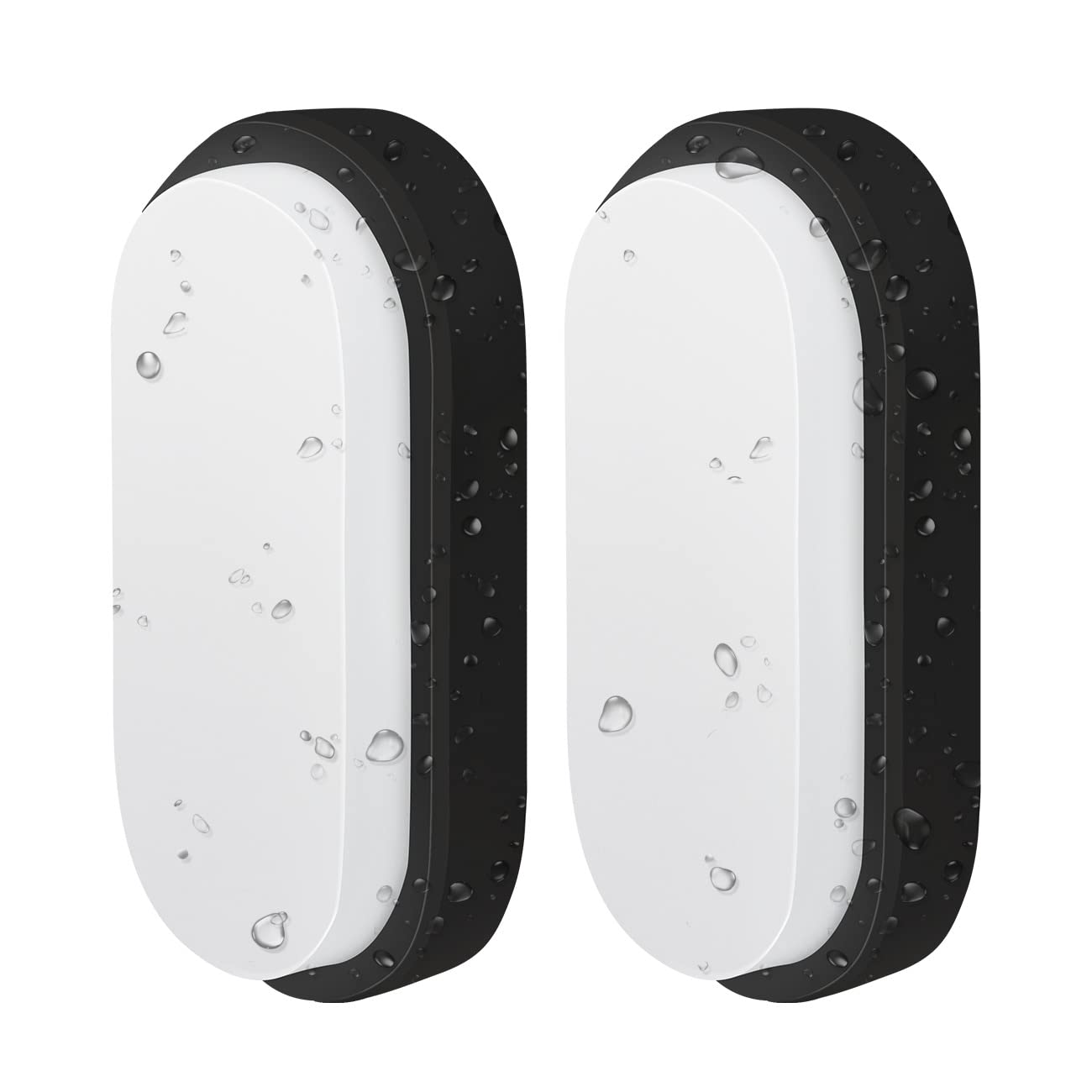 ANWIO 14W Outside Black Led Oval Bulkhead Light,Ip54 Waterproofled Porch Sconce Lighting, Outdoor LED Wall Light,Ceiling Light,980LM,4000K Natural White Bathroom Ceiling Light,220-240V(2 Pack)