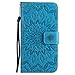 Galaxy S6 Edge Case,Pu Leather Kickstand Wallet Case with Inner Rubber Bumper Cover Full Protective Cover with Card Holder Creative Gift for Birthday Xmas for Samsung Galaxy S6 Edge -Sunflower Blue