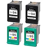 Valuetoner Remanufactured Ink Cartridge Replacement For Hewlett Packard HP 94 & HP 95 C8765WN C8766WN (2 Black, 2 Tri-Color) 4 Pack