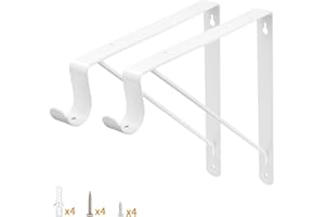 Yarssihha 2 Pack Closet Rod Bracket, 12 x 10.4 Inch Wall Mounted Closet Shelf Bracket, White Closet Rod Support Bracket with Screws