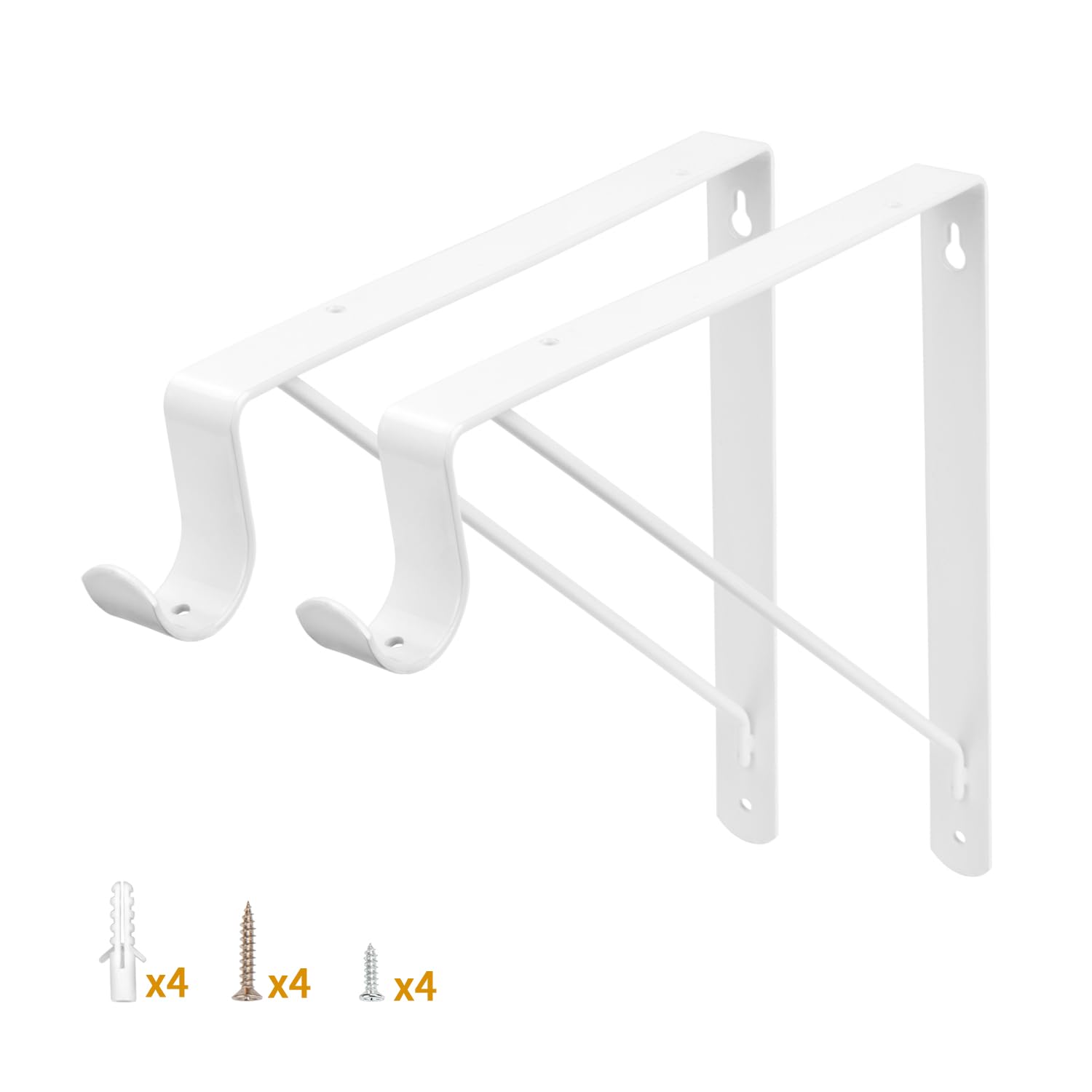Photo 1 of Yarssihha 2 Pack Closet Rod Bracket, 12 x 10.4 Inch Wall Mounted Closet Shelf Bracket, White Closet Rod Support Bracket with Screws