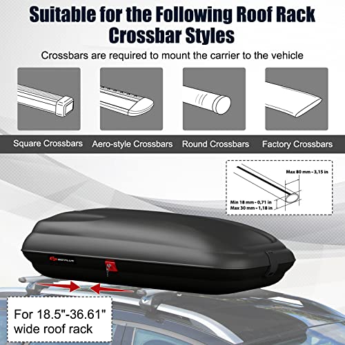 Goplus Rooftop Cargo Box, Heavy Duty Hard Shell Roof Cargo Carrier with Security Keys