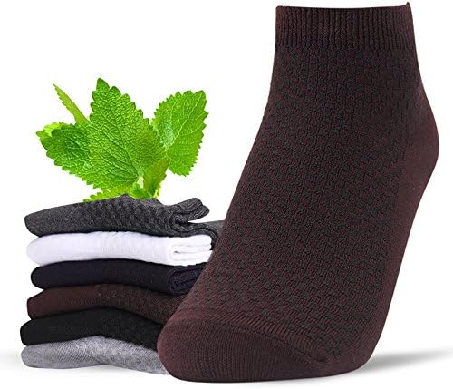 Men's Low Cut Socks, Bamboo Cotton Pack-5 Anti - static Anti - odor Basics Crew Work Ankle Socks