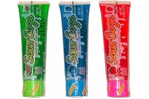 Ooze Tube Kidsmania Sour Ooze Tubes, Oozing Delicious Flavor, - 1 Watermelon, 1 Strawberry, 1 Blue Raspberry, 4oz (3 Pack)