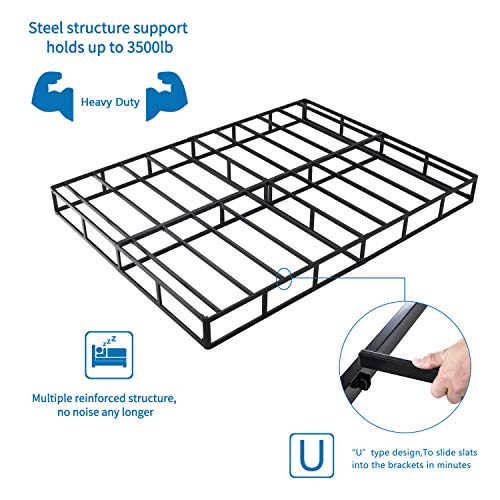 HOMUS 9 Inch High Profile Strong Steel Structure Box Spring/Easy Assembly Smart Mattress Base/Foundation Queen