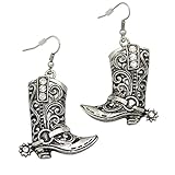 RechicGu Western Wild West Cowgirl Texas Boots Spur Rodeo Fancy Dress Costume Dangle Earrings