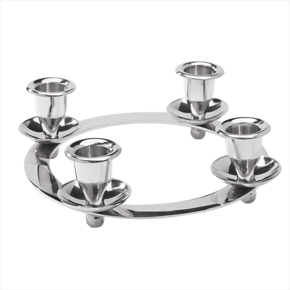 NKlaus candle holder Ø 20cm candle holder round for candles Ø 2cm brass nickel plated advent wreath decoration table candles stick candles 2900