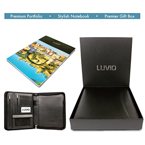 LUVIO Padfolio Portfolio with Bonus Writing Pad, Professional Interview PU Leather Padfolio with Zippered Closure, Interior 10.1 Inch Tablet Sleeve - Thumbnail 4