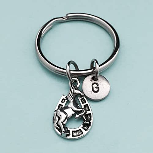 Horseshoe keychain, horseshoe charm, western keychain