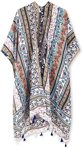 Breezy Lane Women's Beach Coverup Swimsuit Kimono Cardigan with Floral Print