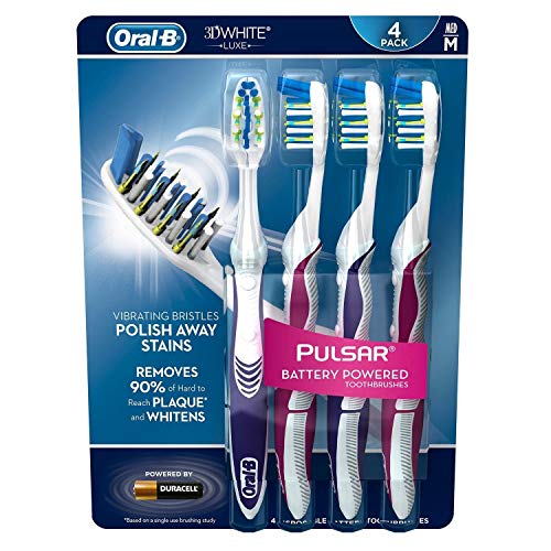 OralB 3D White PULSAR Battery Powered Toothbrushes 4Pack (M) MEDIUM Brand New_Nuttakang shop