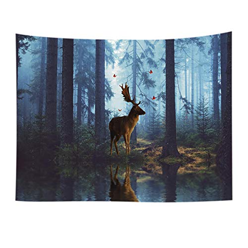 Shengyaju Forest and Deer Home Tapestry Wall Hanging Beach Towel 59X51Inches