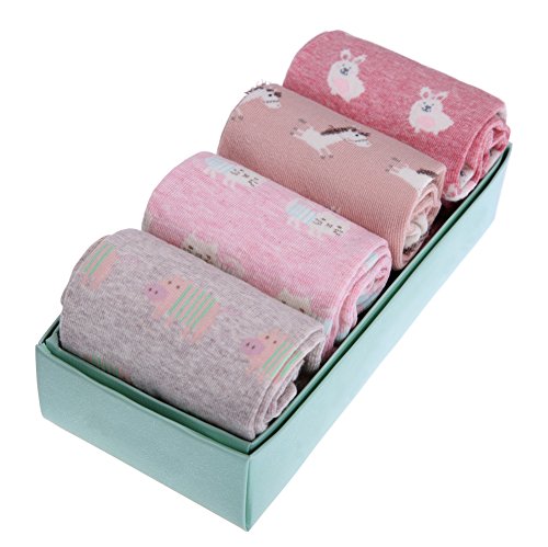 Color City Womens Cute Animal Pattern Socks - Funny Soft Warm Cotton Crew Socks 4 pack