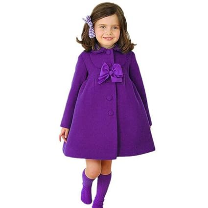 Fashion Trenchcoat Mädchen Dick Warm Winterjacke mit Niedlich Bowknot Prinzessin Taste Herbst Winter Mantel Windbreaker Lila / 140