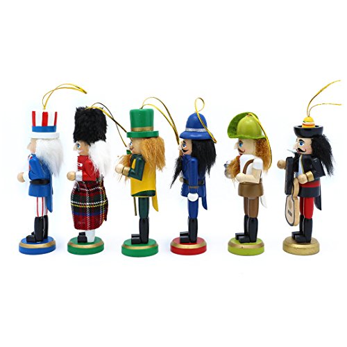 Naimo Set of 6 Christmas Wooden Nutcracker Soldier Ornament Decoration for Home