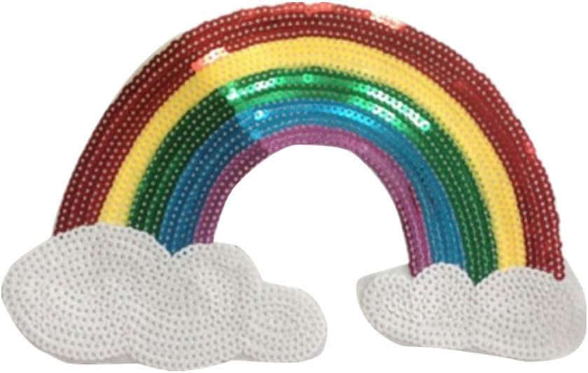 Oyfel Rainbow Patches Sequin Patch Large for Clothing DIY Decoration Clouds Rainbow Patches for T-shirt Jacket 15 * 25CM 1pcs