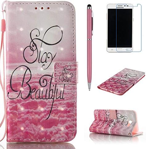 Galaxy J3 Emerge Case, J3 2017 Case, J3 Prime Case, Everun [Wrist Strap] [Stand] Luxury PU Leather Wallet Case Flip Cover for Samsung Galaxy J3 Emerge/J3 2017/J3 Prime (Beautiful)