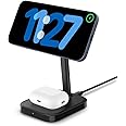 Spigen ArcField (MagFit) for MagSafe 2-in-1 Dual Magnetic Wireless Charging Stand Fast Wireless Charger for iPhone 16e 16 Pro Max Plus 15 14 13 12 Pro Max Airpods Pro 4 3 2nd gen Adapter Not Included