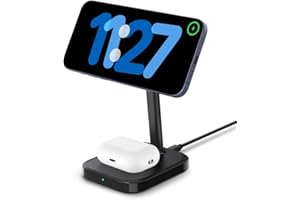 Spigen ArcField (MagFit) for MagSafe 2-in-1 Dual Magnetic Wireless Charging Stand Fast Wireless Charger for iPhone 15 Pro Max Plus 14 13 12 Pro Max Mini Airpods Pro 3 2 2nd gen -Adapter Not Included