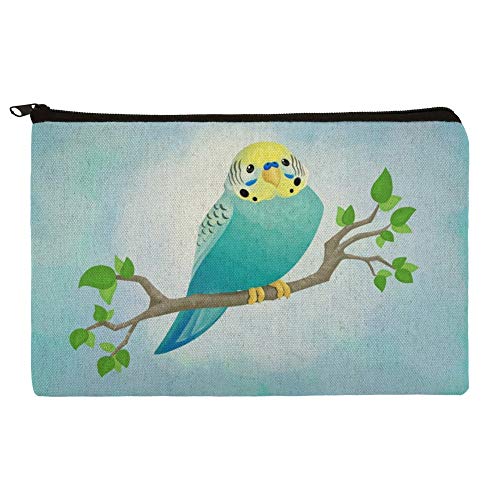Pretty Parakeet Budgie Pencil Pen Organizer Zipper Pouch Case