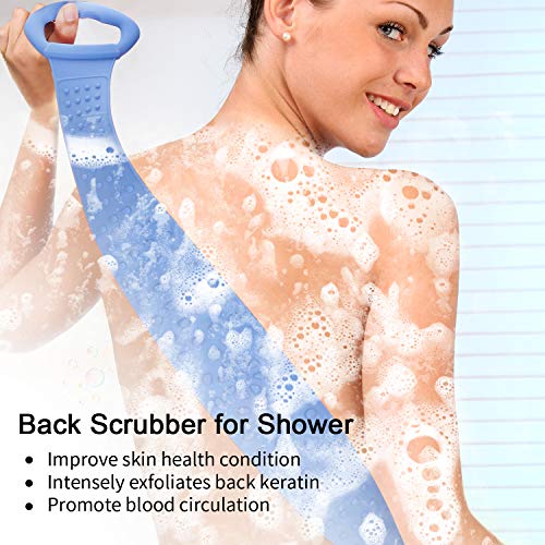 GLANDU Back Scrubber For Shower Exfoliating, Silicon Body Brush For Bathing and Massage, Upgrade Extra Long(31.5 inches) for Men and Women