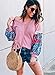 MIHOLL Womens Loose Blouse Printed Long Sleeve V Neck Shirts Casual Pullover Tops (Small, Pink)