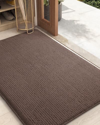 Color&Geometry Door Matts Indoor 80 x 120 cm, Indoor Door Mat Washable, Dirt Trapper Doormats Inside Non Slip, Absorbent Indoor Mats for Front Door, Barrier Mat (Dark Brown)
