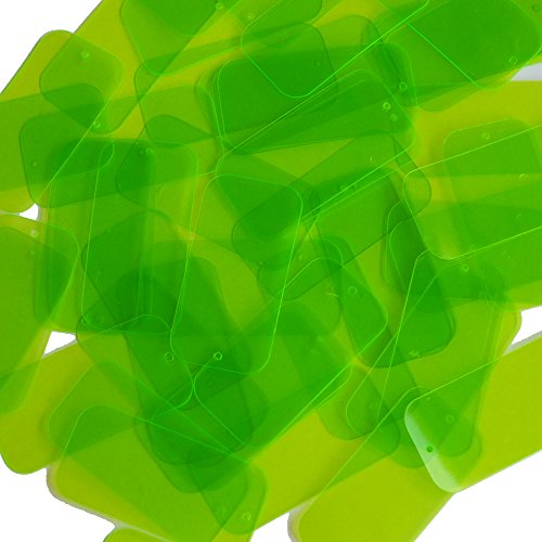 Long Sequin Rectangle 1.5 inch Lime Green Transparent See Thru Couture Loose Paillettes. Made in USA.