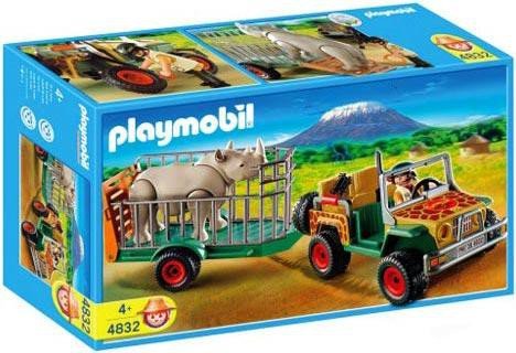 Playmobil 4832 African Wild Life Set Rangers Vehicle with Rhino