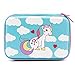Cute Unicorn Blue Pencil Case School Girls Toddler Hardtop Pencil Pouch Pen Box with Compartment for Kids