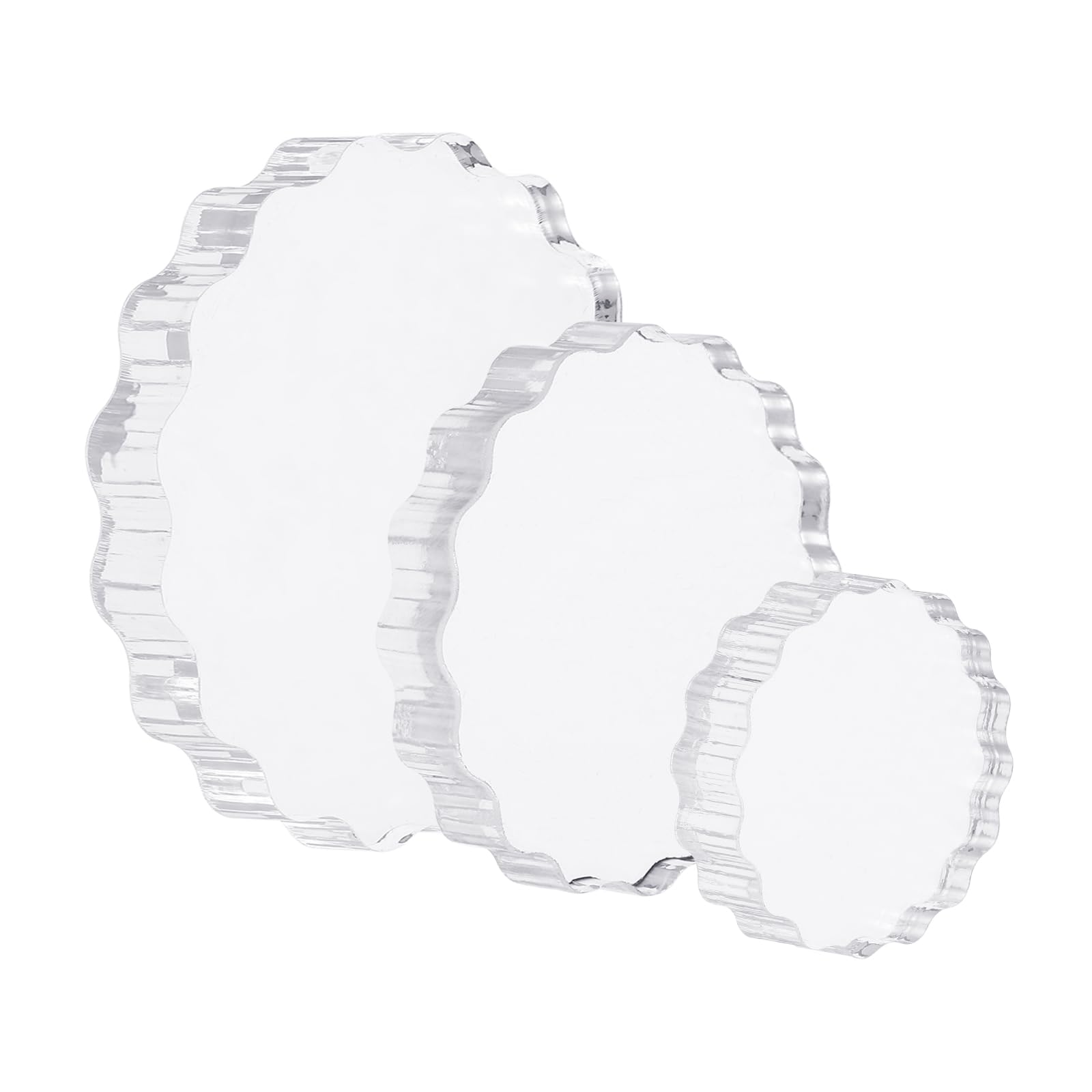 PATIKIL Acrylic Stamp Block, 3 Pack Clear Stamping Block with Grid Lines Decorative Mounting Blocks Set Wave for Scrapbooking DIY Crafts Card Art Making